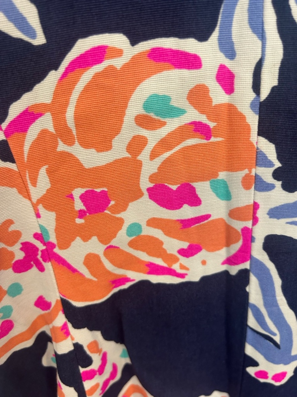 Lilly Pulitzer Navy Floral A-Line Dress with Pink & Peach Blooms - Picture 7 of 8